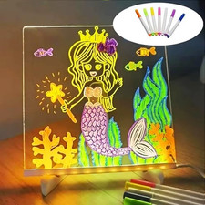 LED Children  s Drawing Board LED Note Board With Night Light Colorful 7 Pens