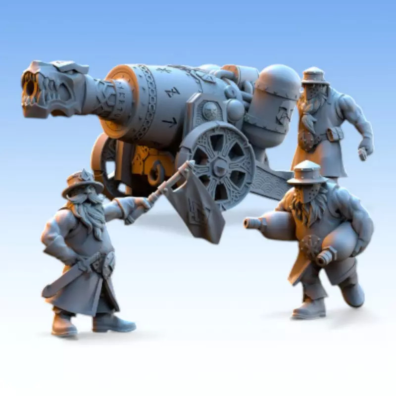 Figurine Wargame Canon Souffle-de-Flammes pour Décors de Table Nains