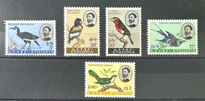 ETHIOPIA   386 - 390    Beautiful   Mint   NEVER   Hinged     Set   BIRDS