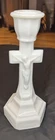 Vintage White Milk Glass Crucifix Cross Jesus Candlestick 10” Candle Holder