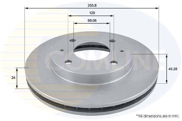 Brake Disc Front Fits Hyundai Kia Joice Mitsubishi Proton Volvo COMLINE ADC0333V