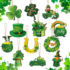 36 Pieces St. Patricks Day Decorations Wooden Shamrock Ornaments for Tree St Pat