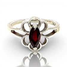 Sterling Silver Marquise-Shaped Simulated Garnet Ring Size 6 KS1025532 