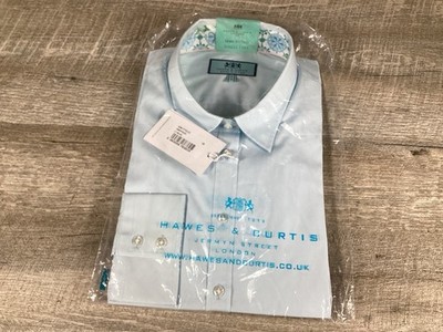 Hawes & Curtis Light Blue Dress Shirt Men Size 18 Semi Fitted Jermyn Street NWT