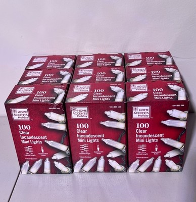 9x Home Accents 100 Clear Mini Christmas String Lights New Free Fast Shipping