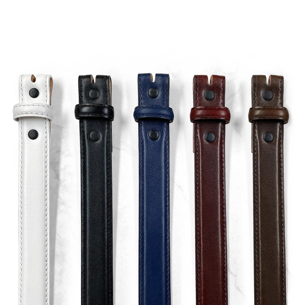 Genuine Full-Grain Cowhide Leather Dress Belt Strap with Snaps 1"(25mm) Wide