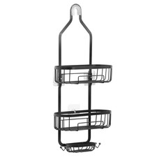 Shower Caddy 3-Tier, Soap Holder Towel Hooks, 40lb Steel Rack, No-Drill