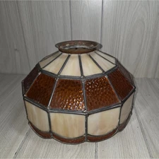 Vtg 70s Tiffaney Style Stained Glass Ceiling Hanging Light Fixture Bar Light