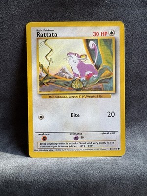 Rattata 061/102 Base Set Regular Pokemon TCG Moderately Played