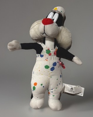Vintage 90s Looney Tunes Warner Bros Sylvester Cat Paint Splatter Outfit Plush
