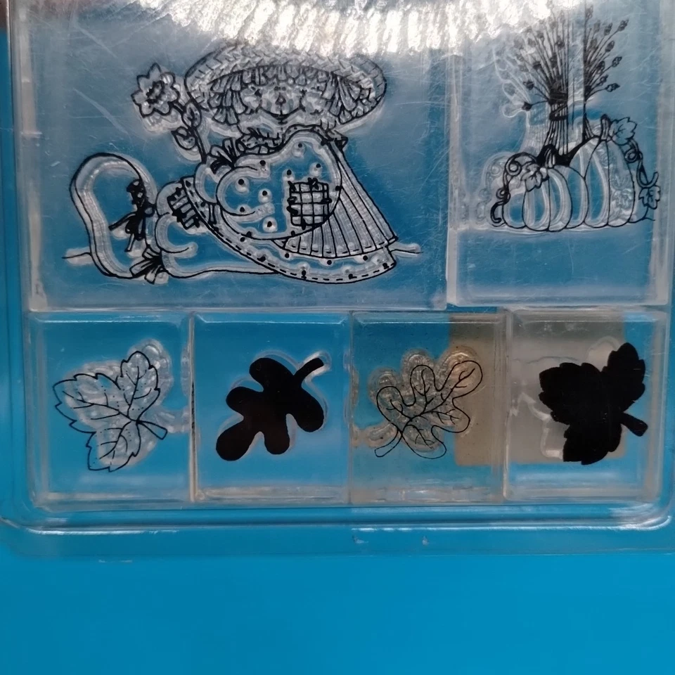 Clear Impressions Fall Acrylic Stamp Set Scarecrow Pumpkins Leaves Provo Craft - Image 4 of 4