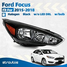For 2015-2018 Ford Focus Black Bezel Halogen Headlight Wbulbs Passenger Side