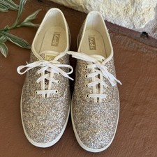 Keds Champion Gold Glitter Celebrations Lace Up Wedding Sneakers Women's 9