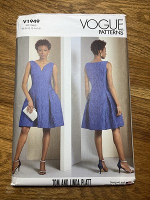 Vogue Patterns V1949 Misses Dress By Tom And Linda Platt Sizes  8-16 New Uncut 