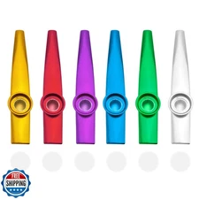 Quacc 6 PCS Metal Kazoos With 6 PCS Spare Diaphragms, Fun Musical Instruments