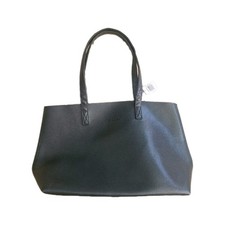 Black Pebbled Tote with Double Handles and Inner Pockets