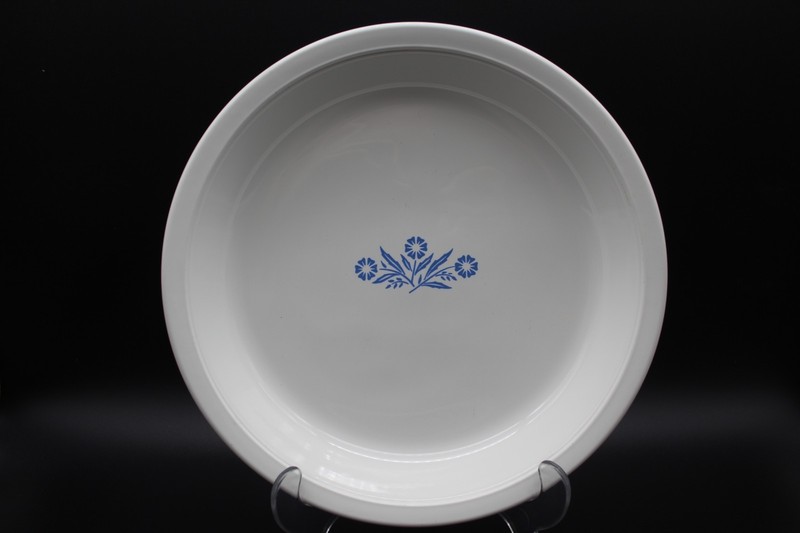 Corning Ware Pie Plate 9 Inch White Good Blue Cornflower P-309 Vintage USA
