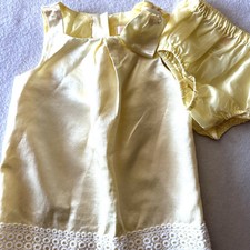 Janie and Jack 6-12 Spring Splendor Bloomers Embroidered Yellow Lace Satin Dress