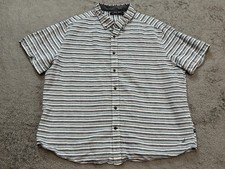 Nautica Shirt Mens 2XL XXL Striped Short Sleeve Button Multicolor Casual