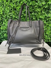 BALENCIAGA Paper Mini 2Way Hand & Shoulder Bag Gray Leather