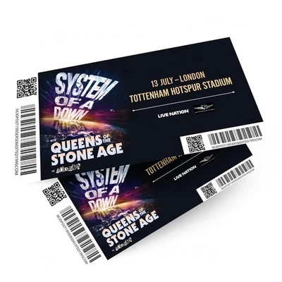 LAMINATED_PRINT System Of A Down Ticket 2026 Gift Reveal Keepsake 13-15 July Ticket For Rock Fan