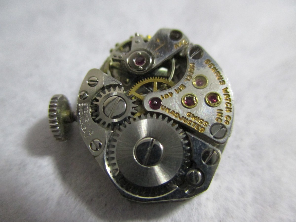 Benrus 1940s Vintage 10K RGP Bracelet Cocktail Watch with Red jeweled Markers Vintage Fancy Knotted Lugs Benrus Watch 10K Rolled Gold  main image 2