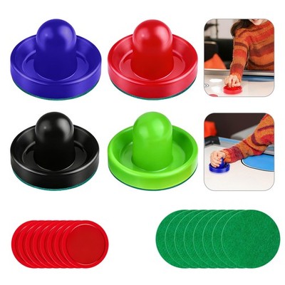 16x Air Hockey Pushers and Pucks Replacement Set with Felt Pads Game Accessories