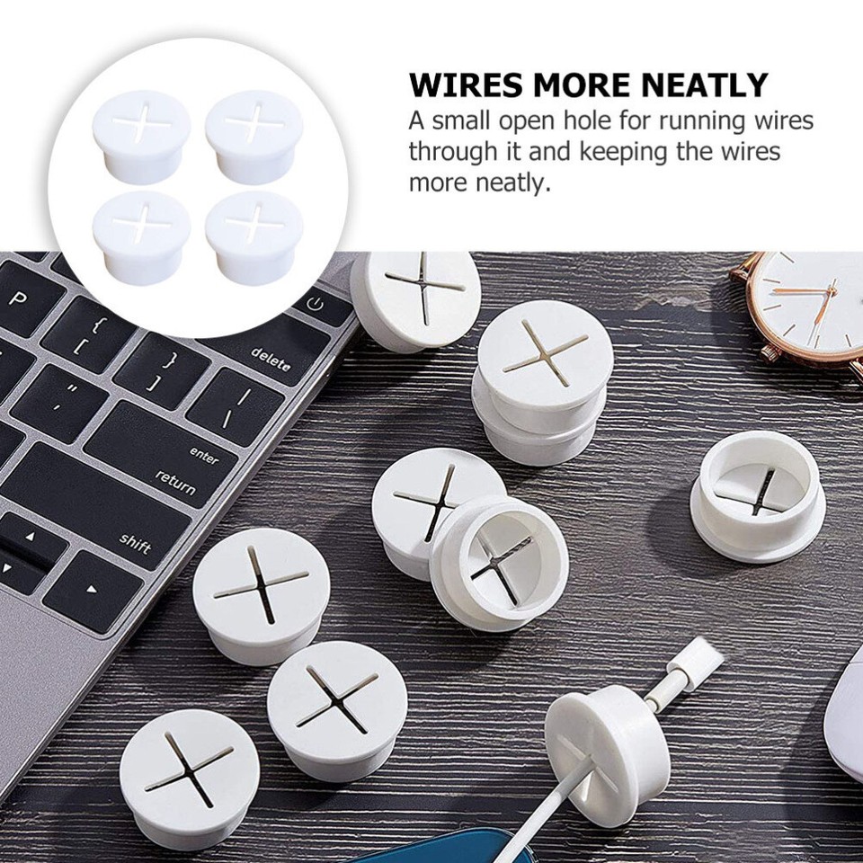 8 Pcs Cable Hole Cover Desk Grommet Wire Cord Organizer eBay