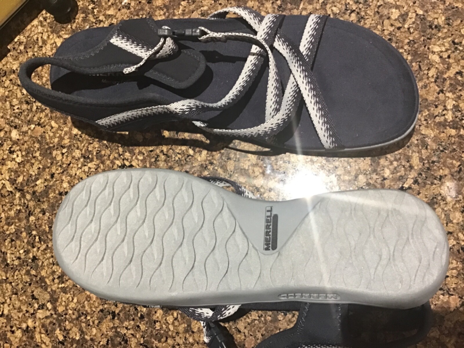 Merrell District Muri Lattice sandalo donna taglia 10 M blu navy prezzo al dettaglio consigliato $74 95 nuovo senza scatola