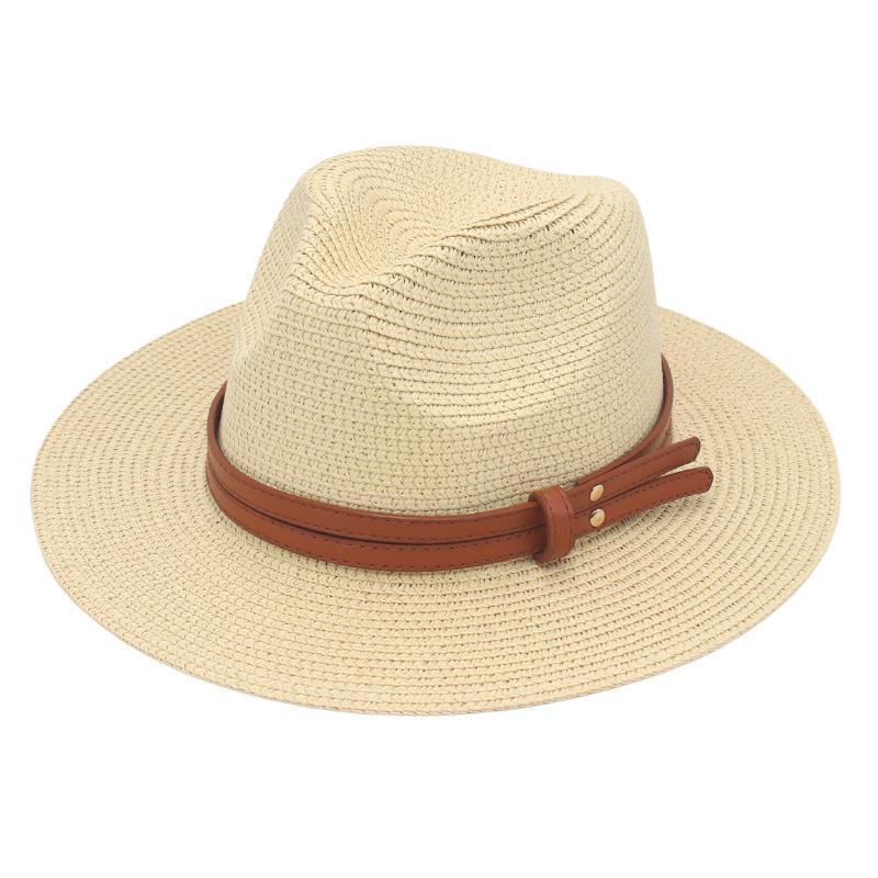 Natural Panama Soft Straw Hat Summer Women Men Wide Brim Beach Sun Cap Fed