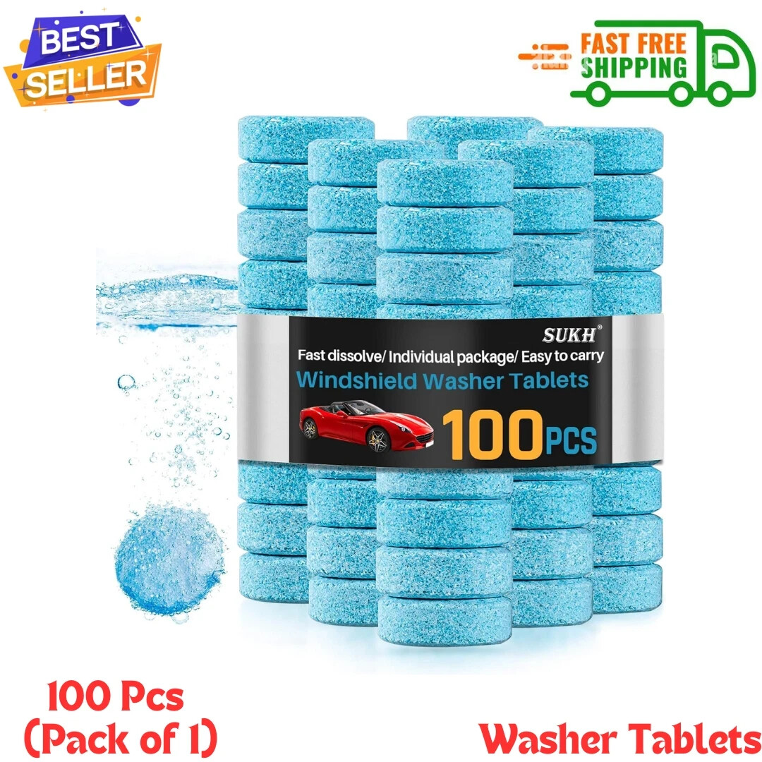 Car Windshield Washer Tablets - 100 Pcs Glass Cleaner Effervescent Tabs