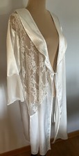 VTG Peignoir Set - White Ruffled Lace Wrap Babydoll Lingerie w/ Lace Robe med 