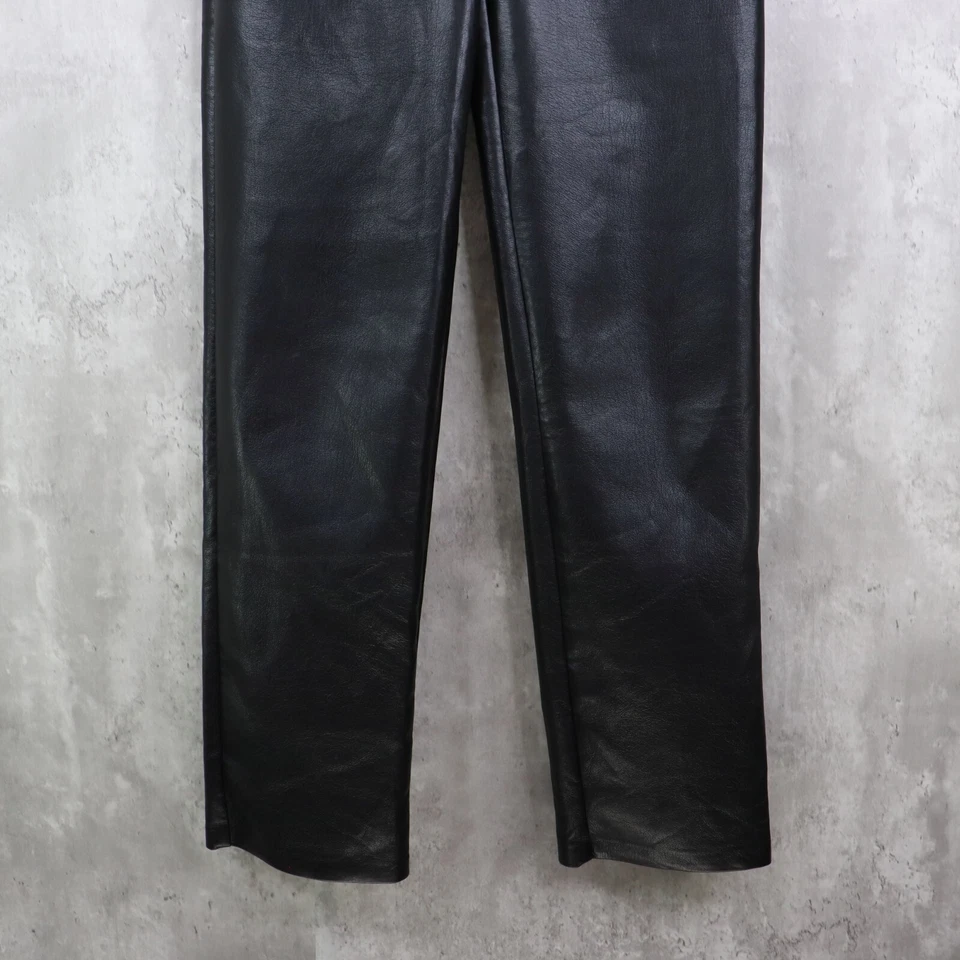 Pantalones Wilfred para mujer talla 6 negros imitación cuero pierna recta cintura alta suaves Foto 4 de 4