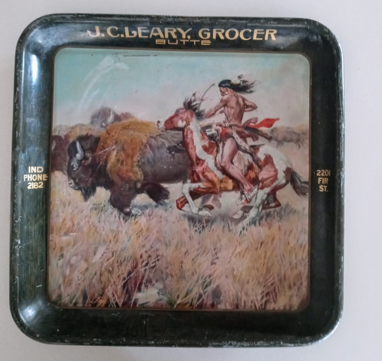 Butte Montana Grocery Advertising Tray J. C. Leary, Grocer eBay