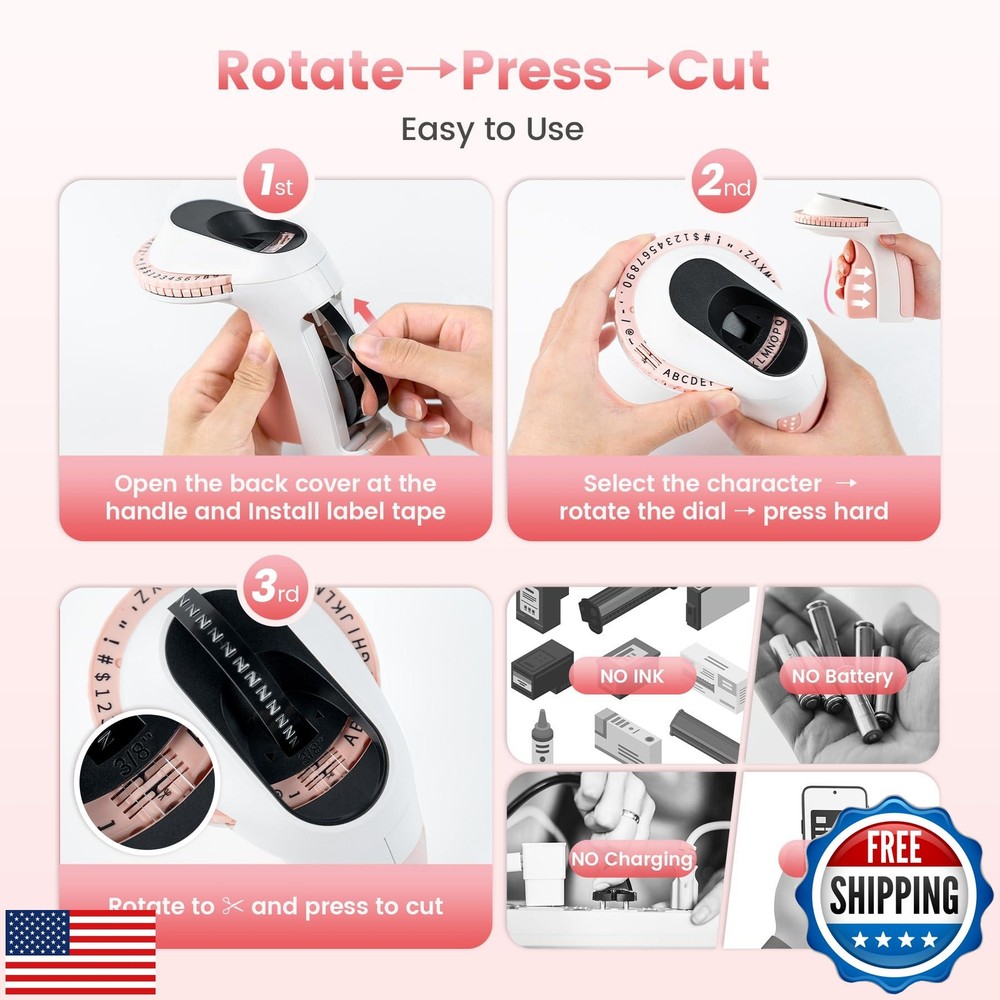 Retro Vintage Embossing Label Maker Machine with Tapes