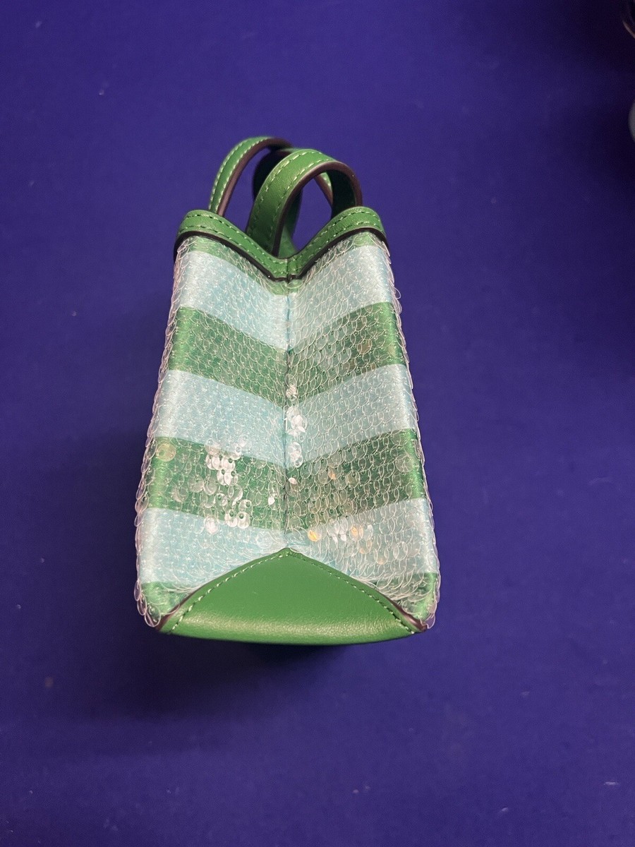 【VIP特価】KateSutton Sam Icon Seaside Stripe トートバッグ Kate Spade Sam Icon Seaside MINI Stripe Sequin Tote in Fresh