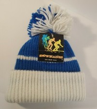 Vintage Child Snowblazers 100 Orlon Winter Hat Blue And White With Stripe...