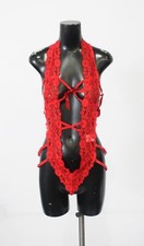 Avidlove Women's Lace Babydoll Halter Lingerie Bodysuit SO3 Red Large NWT