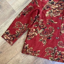 VINTAGE Alfred Dunner Textured Granny Couch Fabric Blazer Red Paisley Sz 8