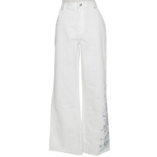 RALPH LAUREN White Blue Painted Paisley Floral Accent Bootcut Jeans 12