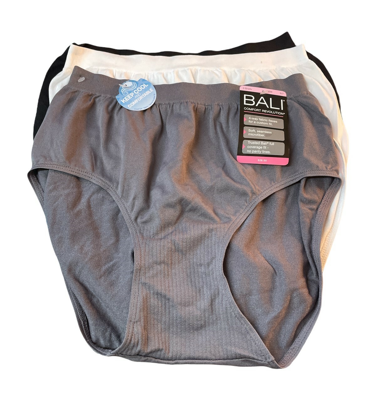 207X01 Bali AK88 Women's Comfort Revolution Seamless Brief 3Pack NEW