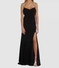 Morgan & Co Women's Juniors Black Embellished Halter Gown Dress Size 3