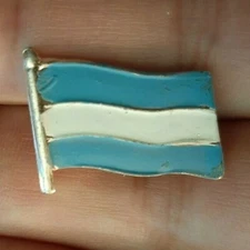 Light Blue and White Vintage Metal Pinback