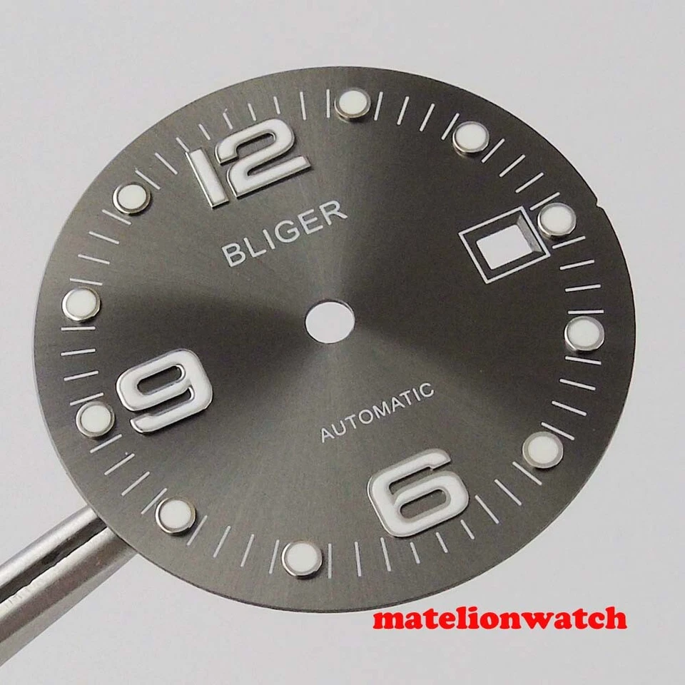 Esfera de reloj Bliger 31,5 mm con ventana de fecha ajuste ETA2824 movimiento Miyota esfera de reloj Foto 2 de 4