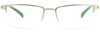 Large Half Rim Rectangular Mens Light Metallic Frames Glasses Gray Herren Brille