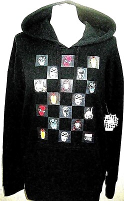 Vans x Marvel Avengers Women's Check Pullover Hoodie Sweatshirt Black Free Ship