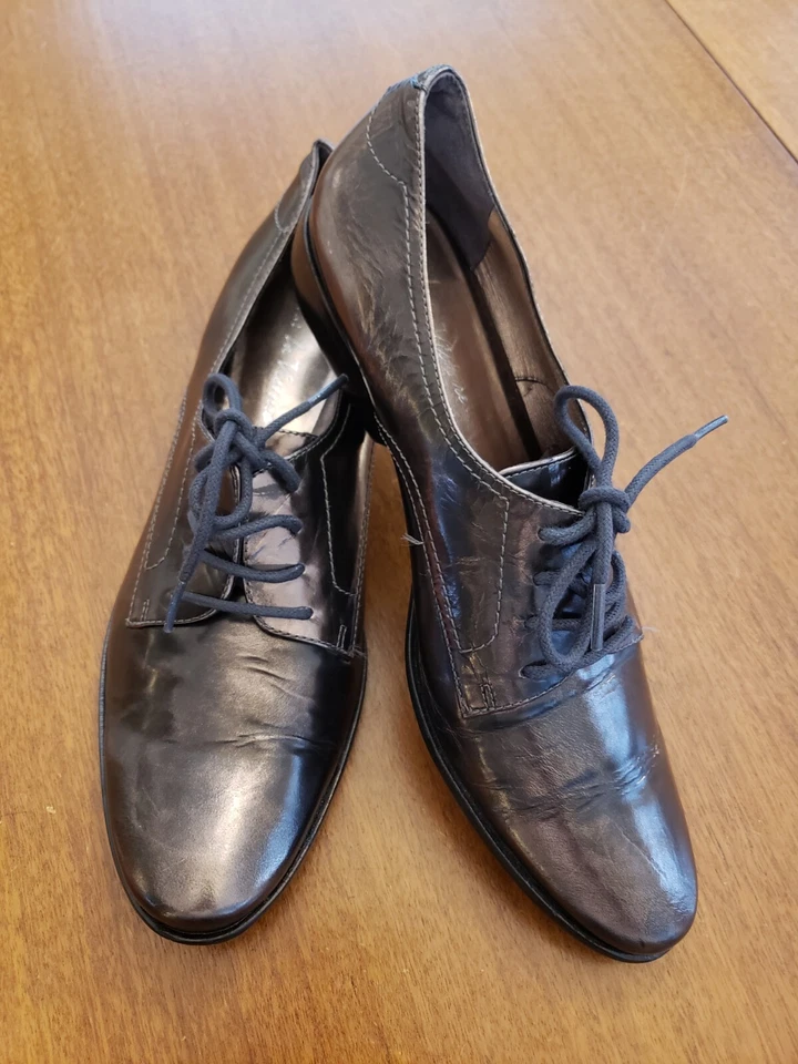 Zapatos Oxford Pour La Victoire Cuero Con Cordones Metálicos Cobre Bronce 8 Derby Foto 4 de 4