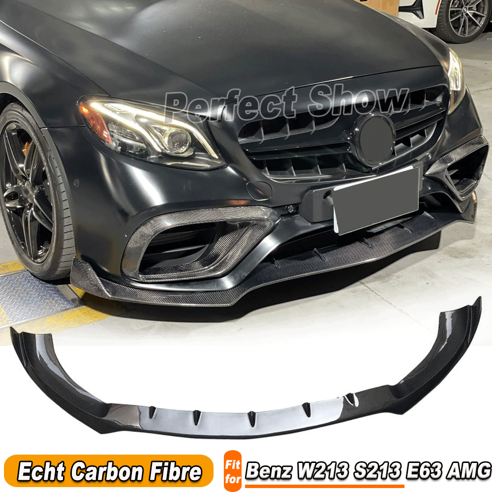 Für Mercedes Für Benz E-Klasse W213 E260 E300 E53 2021-2023 AMG Frontschürze Lip Spoiler Splitter Stoßstange Canard Lip Splitter Frontlippe Frontspoiler Lippe (Color : Kohlenstoff-Look