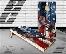 American Flag Eagle Wood Cornhole Boards Bean Bag Toss Game