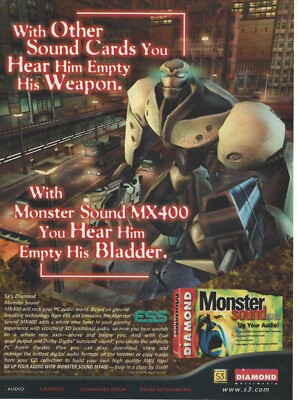 Vintage/Retro Diamond Monster MX400 Sound Card Slave Zero Print Ad Promo 2000